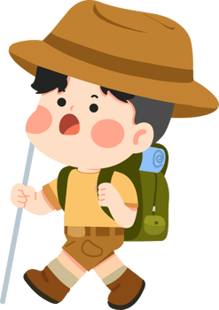 A cartoon boy with a backpack and hat png