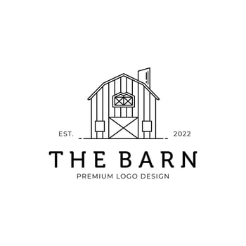the barn line art minimalist logo illustration design, premium design vector