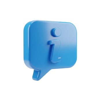 A glossy blue information icon in a speech bubble shape, isolated on transparent background png