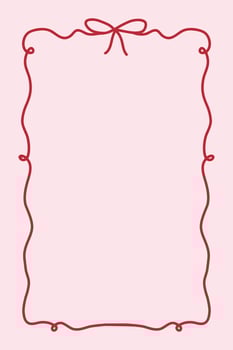 Coquette style frame on soft pink background. Romantic, feminine, and elegant design good for stationery, invitations, social media graphics, and Valentine Day themes. Trendy pastel pink background. vector