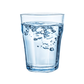 Clear glass filled with sparkling water and bubbles isolated on transparent background png
