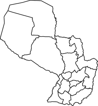 Map of Paraguay with Departments and Borders vector