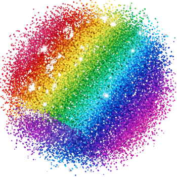 Rainbow Glitter Explosion Colorful Sparkle Confetti Festive Celebration Design isolated on a transparent background png