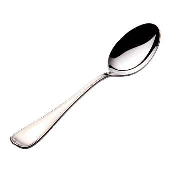Elegant polished silver spoon with decorative handle isolated on transparent background png