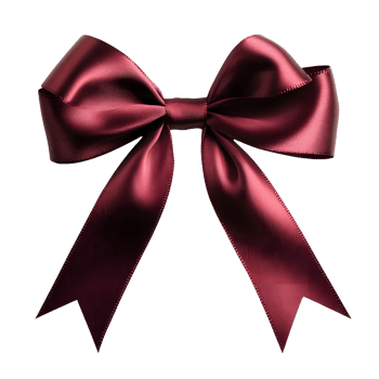 Elegant burgundy satin ribbon bow isolated on transparent background png