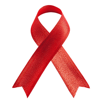 Red awareness ribbon symbolizing support for aids research and awareness isolated on transparent background png