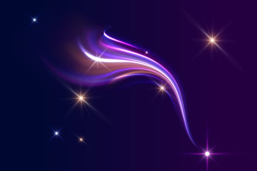 Flowing Purple Light With Glowing Stars vector