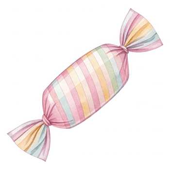 Striped candy wrapper pastel colors watercolor style isolate sweet treat png