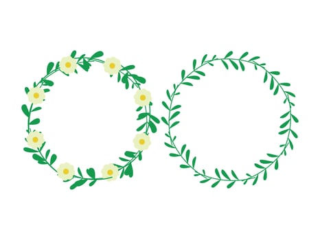 ornamental frame of plants and flowers in circle shape for decoration vector