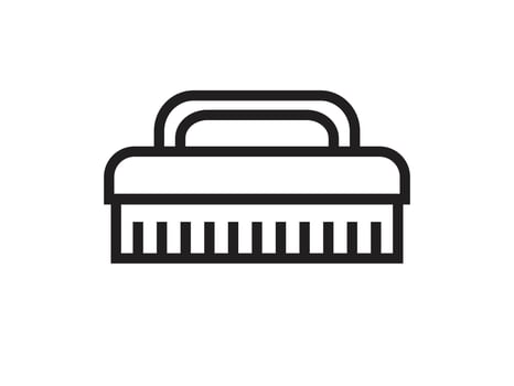 simple icon of washing brush, with black outline, line art vector