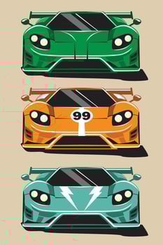Three colorful racing cars illustration vector