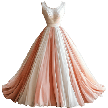 Romantic Ombre Wedding Gown with Tiered Organza Ruffles on Transparent Background png