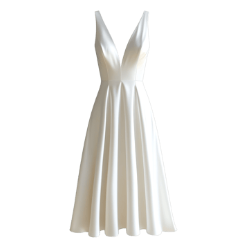 Satin Wedding Dress with a Plunging Neckline and Body-Hugging Silhouette Isolated on Transparent Background png