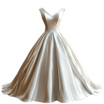 Chic Minimal Bridal Gown with a Fitted Bodice and Elegant Draped Skirt Isolated on Transparent Background png