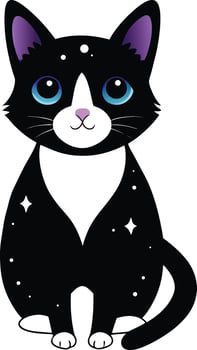 A black and white cat with blue eyes vector