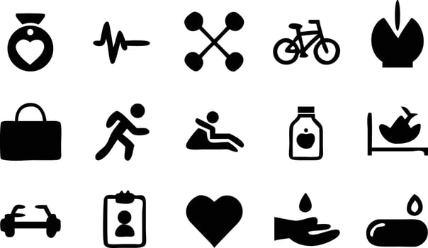 Health and Fitness Icons heart medal heartbeat vector