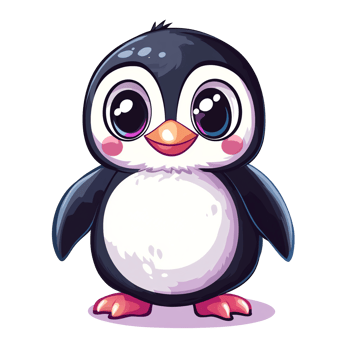 Cute Cartoon Penguin Mascot Logo Happy, Playful Design for Kids png