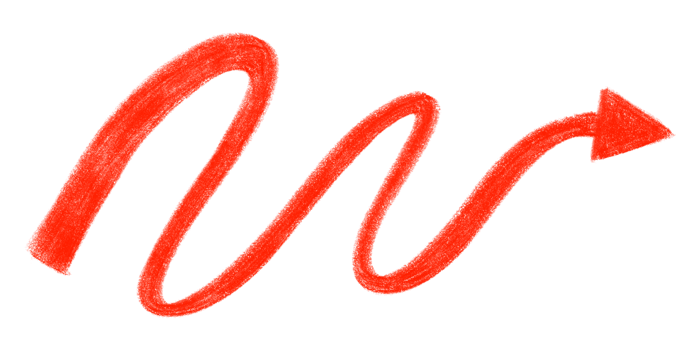 Hand drawn wavy red arrow icon symbol with transparent background. png