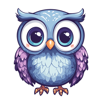 Cute Purple Owl Mascot Logo Cartoon Character for Kids' Brands png