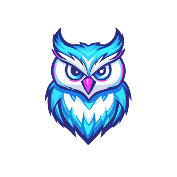 Tech Owl Mascot Logo Modern, vibrant owl head illustration, ideal for gaming, esports, or technology brands. png