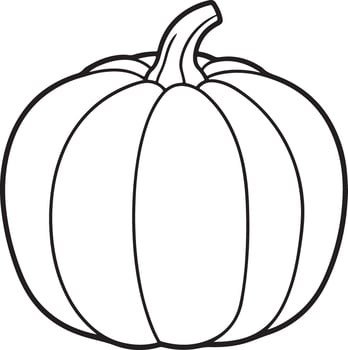 Simple outline drawing of a classic round pumpkin with a stem vector