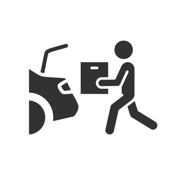 contactless delivery food, curbside pickup icon, parking shopping service, flat web symbol on white background vector
