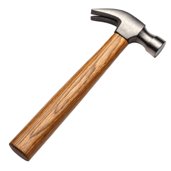 Tool crafted for construction shown with a wooden handle and steel head for effective use png