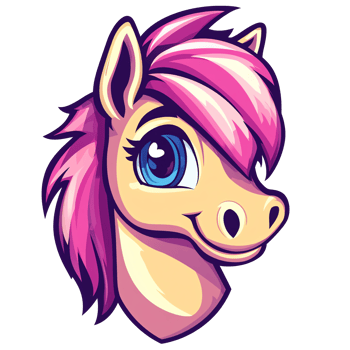 Cute Cartoon Pony Head Pink Hair, Big Blue Eyes - Illustration png