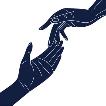 Helping Hands Reaching Out, Mutual Aid, Human Connection illustration vector