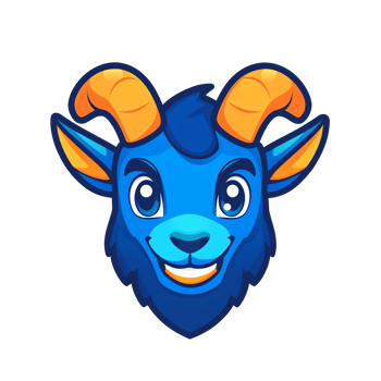 Blue Goat Mascot Logo Cartoon Character for Gaming, Kids' Products png