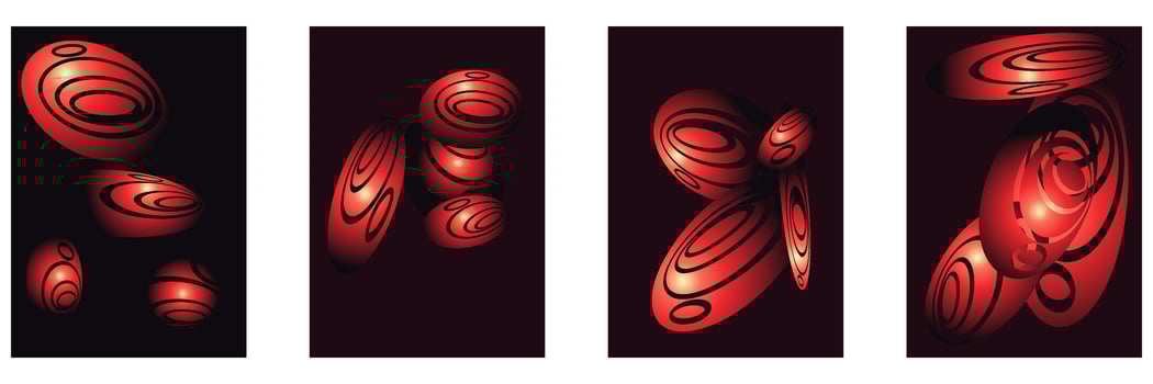 Set of abstract backgrounds with red and black circles illustration. vector