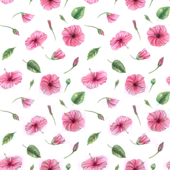Pink flower pattern on white background vector