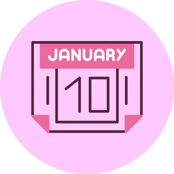 10 January Minimal Mix Circle Icon vector
