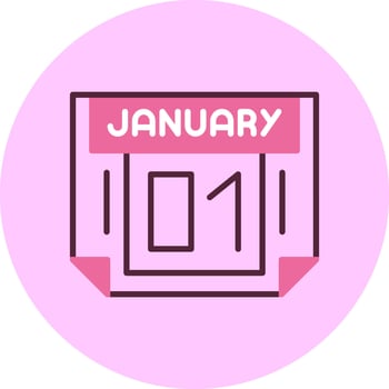 1 January Minimal Mix Circle Icon vector