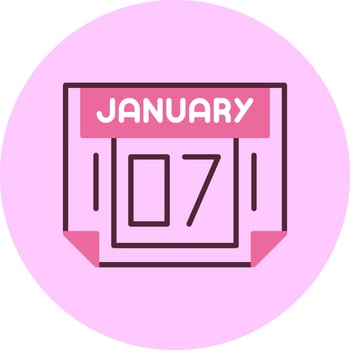 7 January Minimal Mix Circle Icon vector