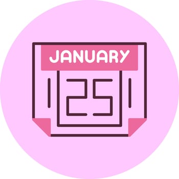 25 January Minimal Mix Circle Icon vector