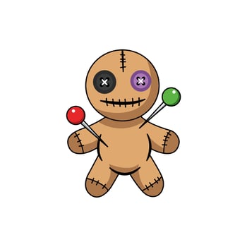 Cute Doll with Pins and Button Eyes in Colorful Design vector