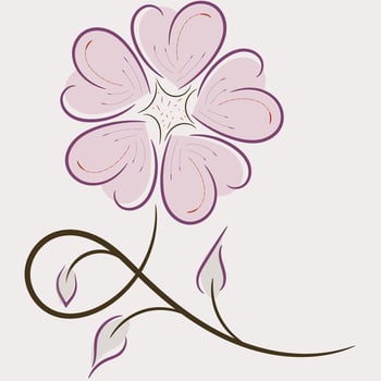 Delicate Stylized Single Flower Light Purple Pink Floral Illustration with Brown Stem vector