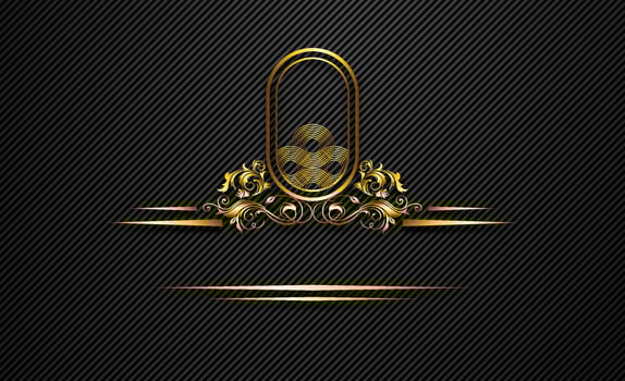 golden shape empty logo floral ornament background vector