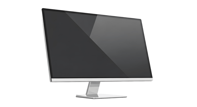Modern Computer Monitor with Slim Bezel and Large Screen Display in Office Setting png