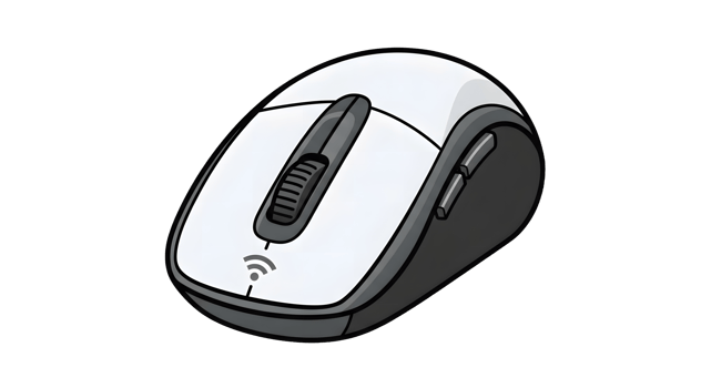 Wireless Computer Mouse with Scroll Wheel and Wireless Indicator Light in White and Black png