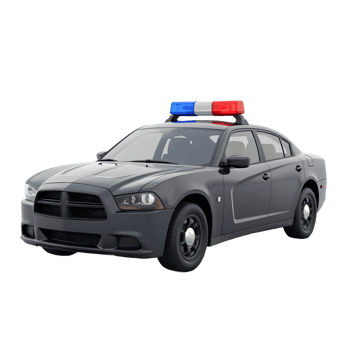 Black Police Car with Red and Blue Emergency Lights on Roof png