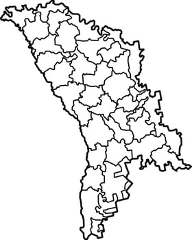 Map of Moldova with Districts and Borders vector