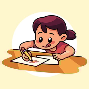 Girl drawing with a marker vector