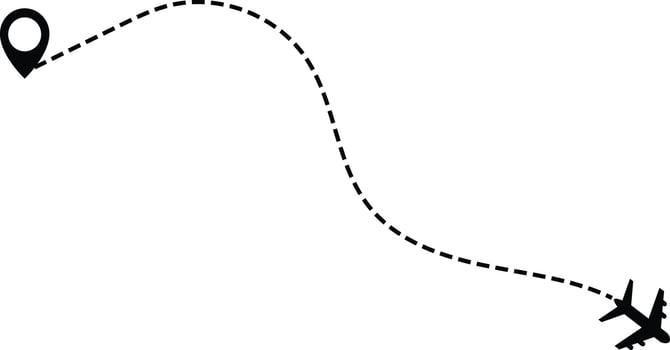 air plane route dash line route with location. dotted flight path. downloadable graphics for travel and navigation design. Plane routes dotted paths aircraft travel route. vector