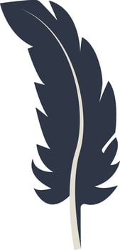 Curve Bird Feather Silhouette. Isolated on White Background. vector