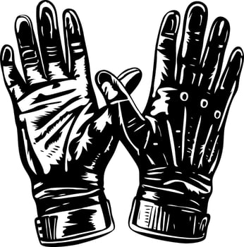 A vintage style illustration showing leather gloves vector