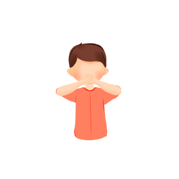 Flat Cartoon of Boy Coughing or Covering Mouth png