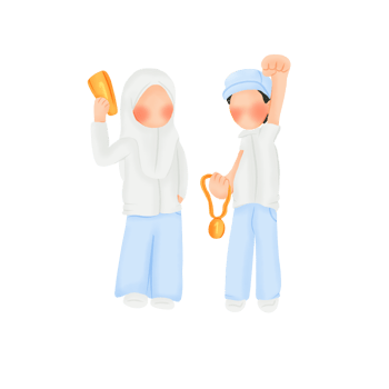 Muslim Kids Winning a Competition Hand Drawn Style png