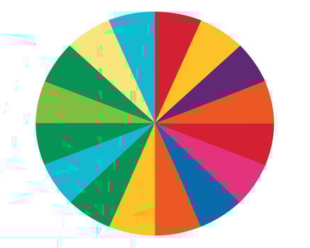 Vibrant Circular Color Palette A Joyful Array of Sixteen Hues in a Sunny, Cheerful Design vector